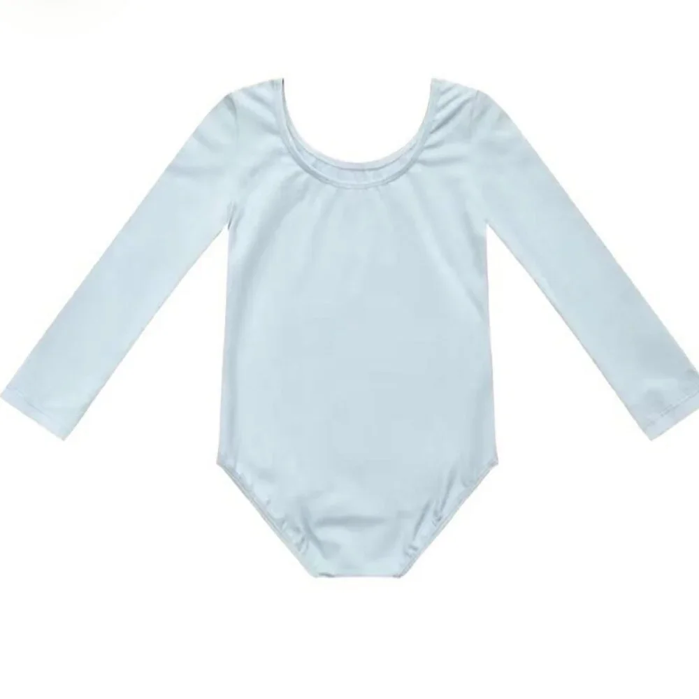 Danskin Childs M 8-10 Long Sleeve Leotard China Blue Scoop Neck Dance Class